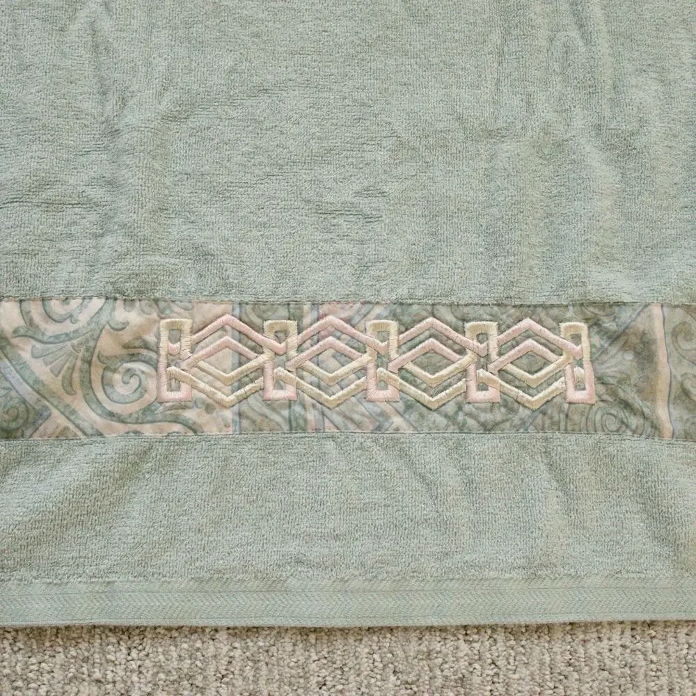 Fieldcrest Mills Towel Set of 8 Teal Blue Embroidered Bath Hand Fingertip USA